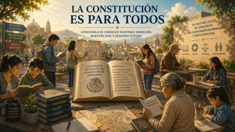 Estudiantes y abogados analizando la Constitución de México